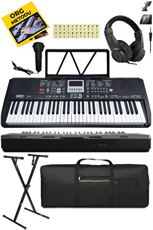 Midex PS-1800BK-SET 61 Tuşlu Kaliteli Org Dijital Ekranlı Stand Kulaklık Çanta Notalık Adaptör Sticker Metod